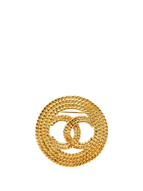 CHANEL Pre-Owned 1980-1990 Gold Plated Round Rope CC Brooch costume brooch Gold JEM303X8DH2SEZCU
