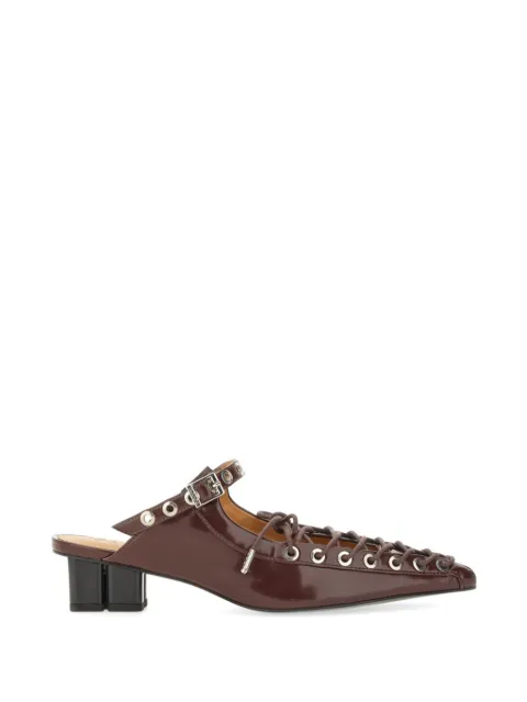 GANNI lace-up eyelet-embellished mules Red S3039730
