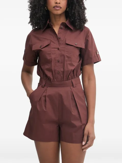 Patrizia Pepe button-up short-sleeve playsuit Brown 2T0095A9B9