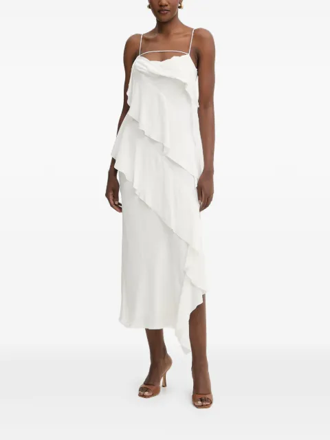 Patrizia Pepe ruffled asymmetric midi dress White 2A3020A739