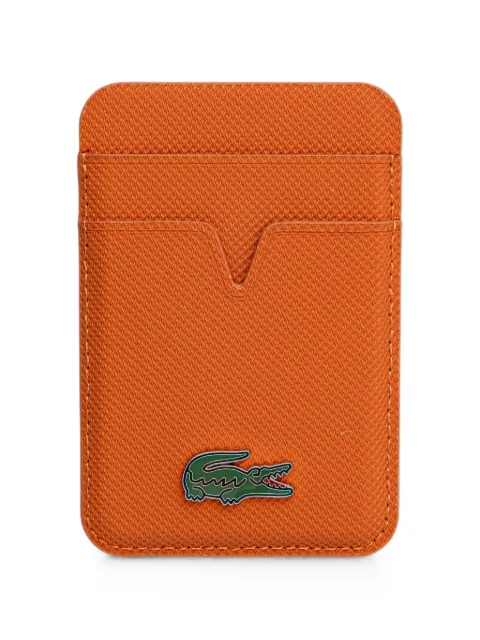 Lacoste logo-plaque textured card holder Orange LCWMSPLAO
