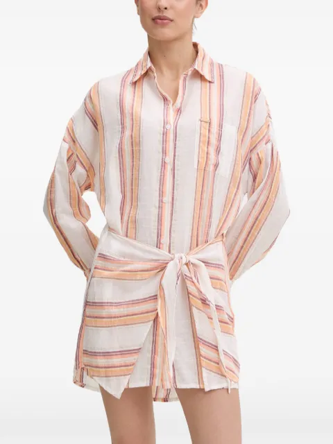 Melissa Odabash Sara striped tie-waist mini dress White MOSARA
