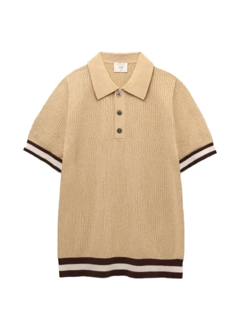 CHÉ Quinn striped-trim polo shirt Neutrals 222021