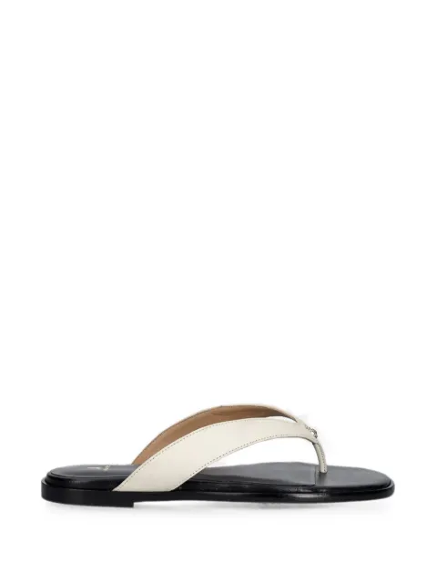 Patrizia Pepe logo-plaque calf leather flip-flops Neutrals 2X0052L026