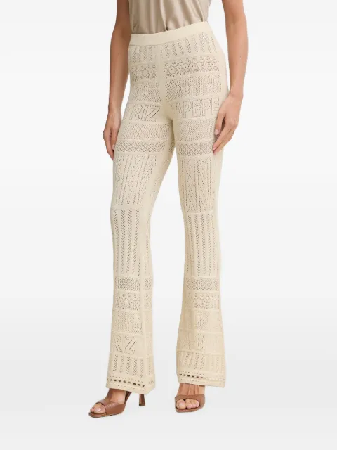 Patrizia Pepe logo-pointelle knit flared trousers Neutrals 2P1757K332L