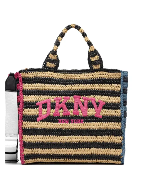 DKNY striped logo-embroidered tote bag Black R61AYR57