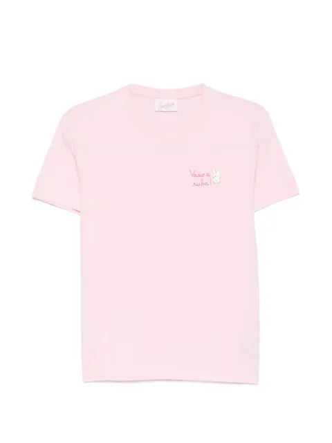 MC2 Saint Barth Emilie logo-embroidered slogan T-shirt Pink EMI0001
