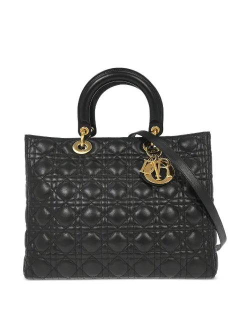 Christian Dior Pre-Owned 2009 Lady Dior leather handbag Black 135952