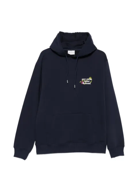 Drôle De Monsieur embroidered-slogan hoodie Blue LHO208CO127