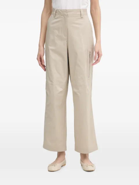 DKNY logo-embroidered zip-pocket high-waisted trousers Neutrals P6CK0EII