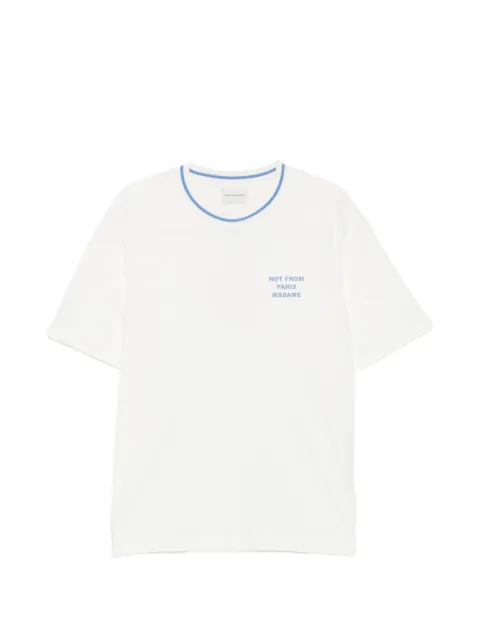 Drôle De Monsieur slogan-print ringer T-shirt White LTS189CO0002
