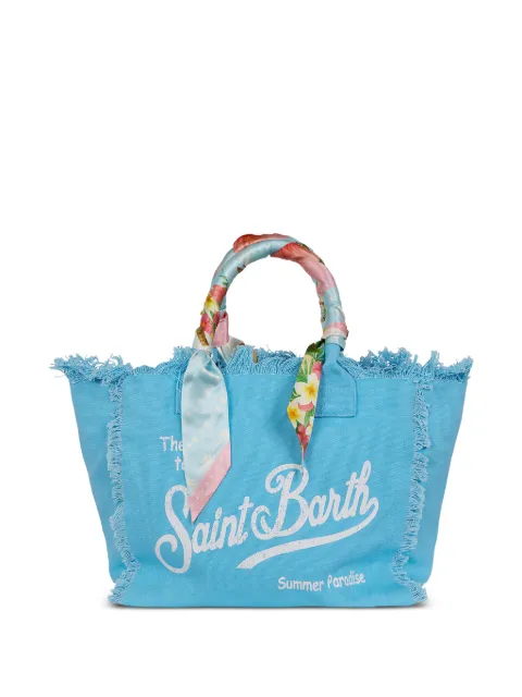 MC2 Saint Barth Vanity scarf-embellished fringed-trim tote bag Blue VANI045