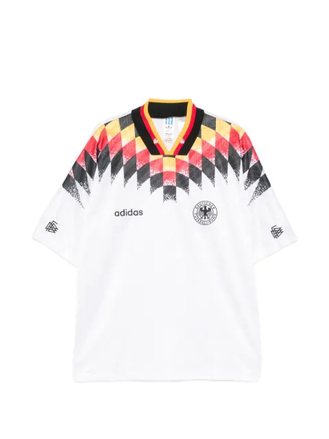 adidas diamond-print V-neck T-shirt White JN3705