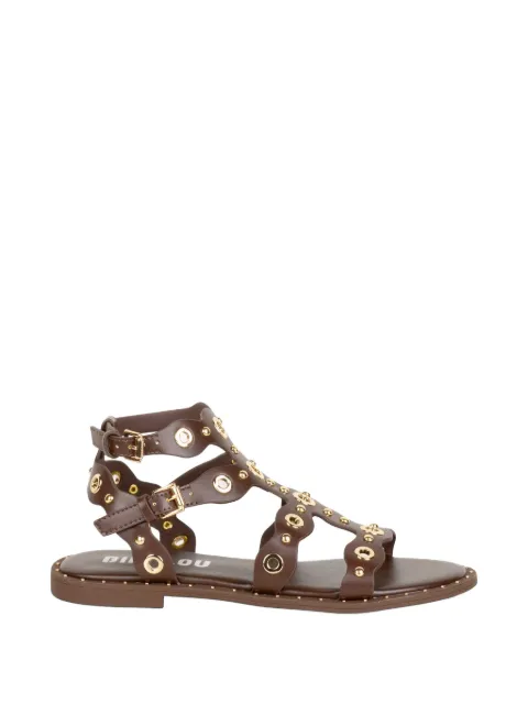 Bibi Lou eyelet-embellished studded sandals Brown 947Z80HGMARRON
