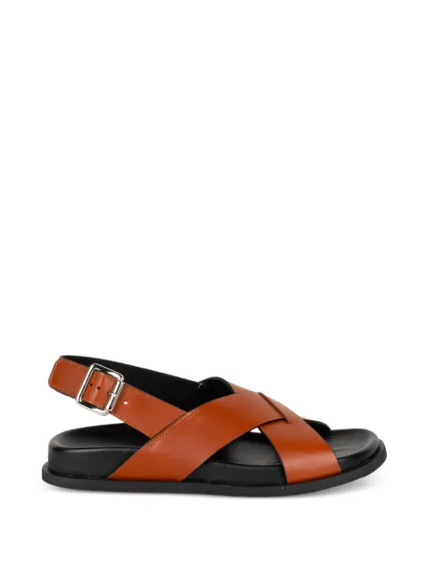GUGLIELMO ROTTA Twill Ranch crossover-strap buckle-fastening sandals Brown TWILLRANCH