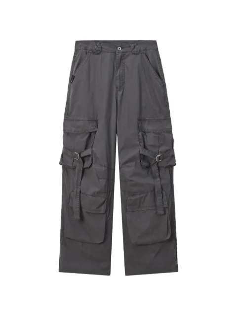 Musium Div. buckle-detail cotton trousers Grey MMUPTW01224X