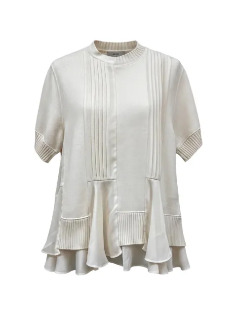 sacai ruffled pleated T-shirt White 08490
