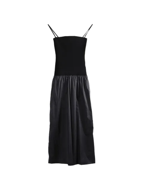 Amomento gathered-skirt spaghetti-strap dress Black AM26SSW12DR