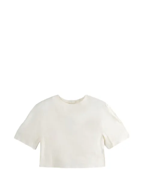Amomento cropped elasticated-hem top Neutrals AM26SSW15TO