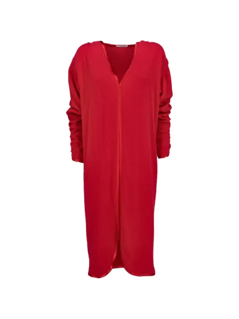 Saint Laurent Pre-Owned V-neck button-cuff midi dress Red MR26072548