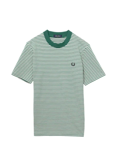 Fred Perry striped embroidered-logo T-shirt Green M6581
