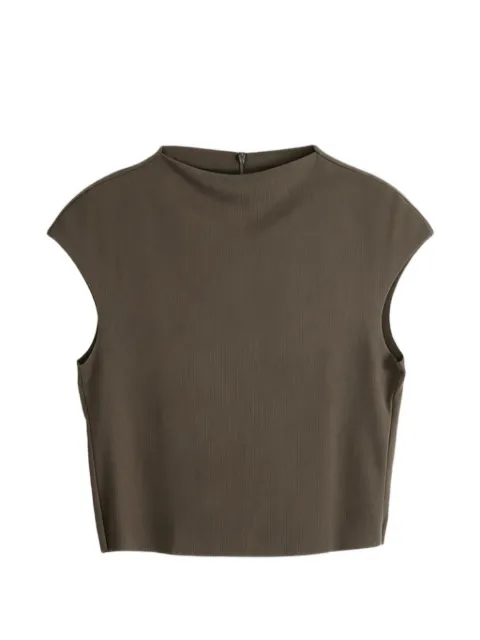 Amomento ribbed-knit cap-sleeve top Brown AM26SSW16TO