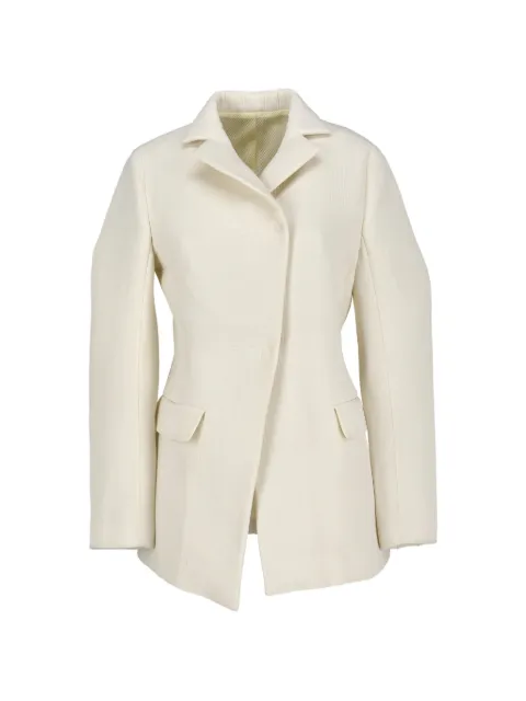Vintage textured notched-lapel blazer White W251111802
