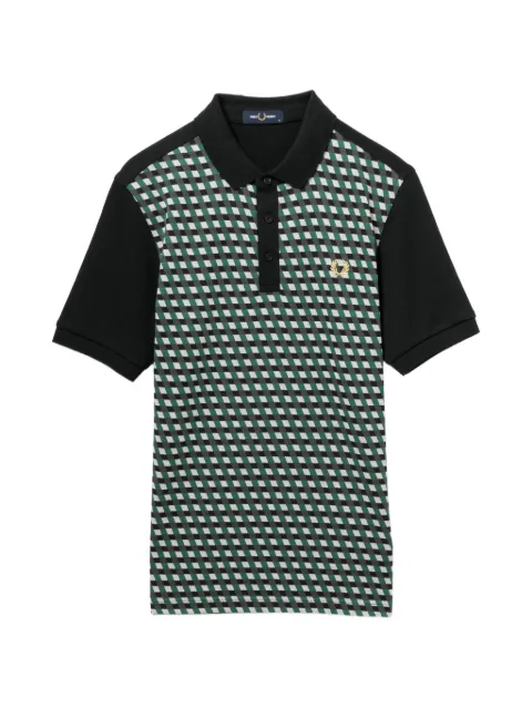 Fred Perry geometric-print polo shirt Black M2454