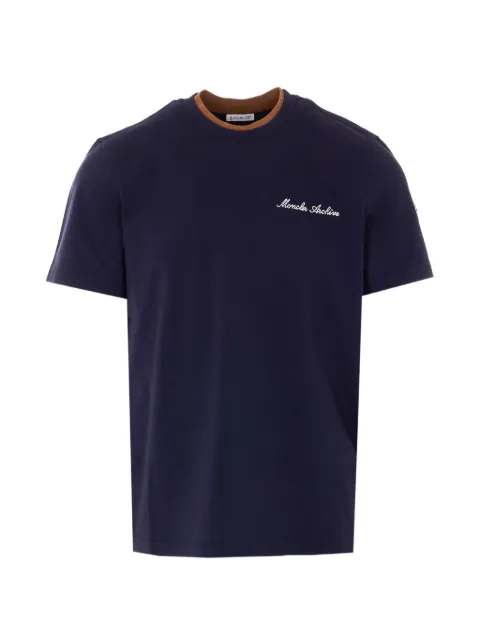 Moncler logo-embroidered T-shirt Blue 8C0001589AYY742