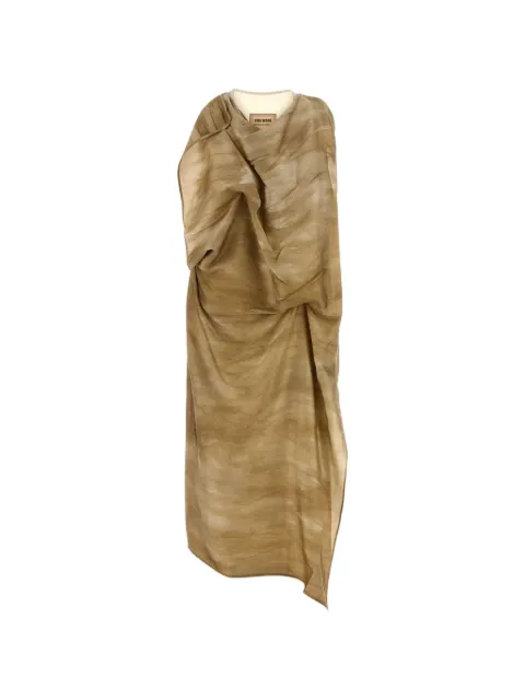 Uma Wang Alex draped printed dress Brown UW5070