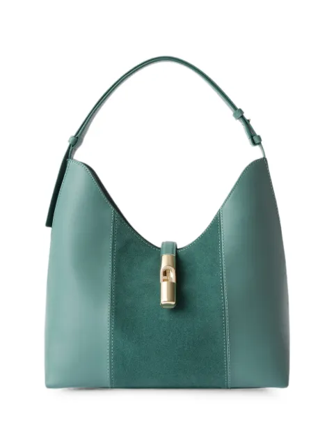 Furla medium suede-panelled shoulder bag Green WB01499BX31581007