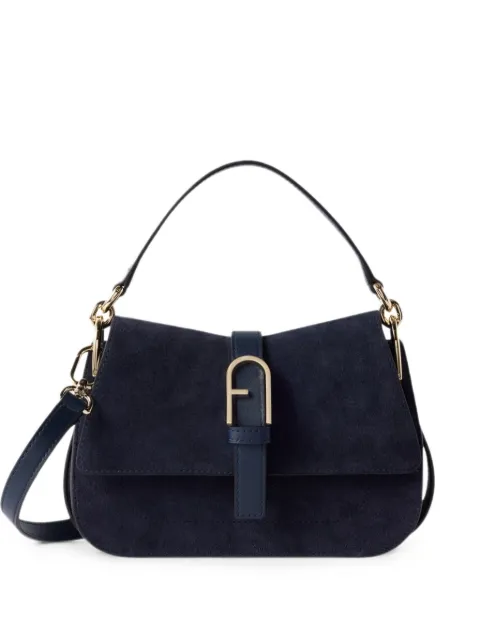 Furla mini logo-plaque suede tote bag Blue WB01032BX30451007