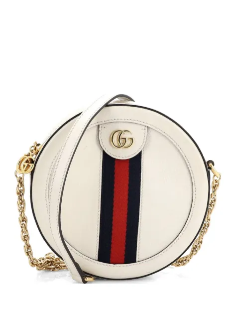 Gucci Pre-Owned Ophidia Round Shoulder Bag Leather Mini crossbody bag Neutrals LEPMXBICJLJWNIX9