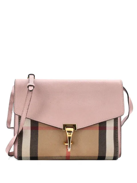 Burberry Pre-Owned Macken Leather and House Check Canvas Small crossbody bag Brown DW9P3DF1P6WPFBIN