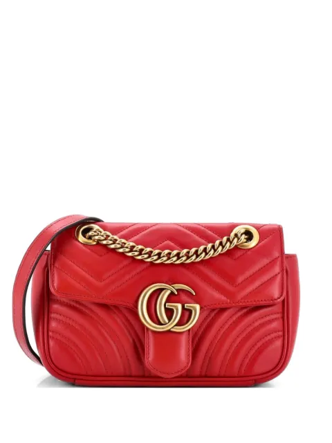 Gucci Pre-Owned GG Marmont Flap Bag Matelasse Leather Mini crossbody bag Red 7VKE0VOKXJ5YGKYY