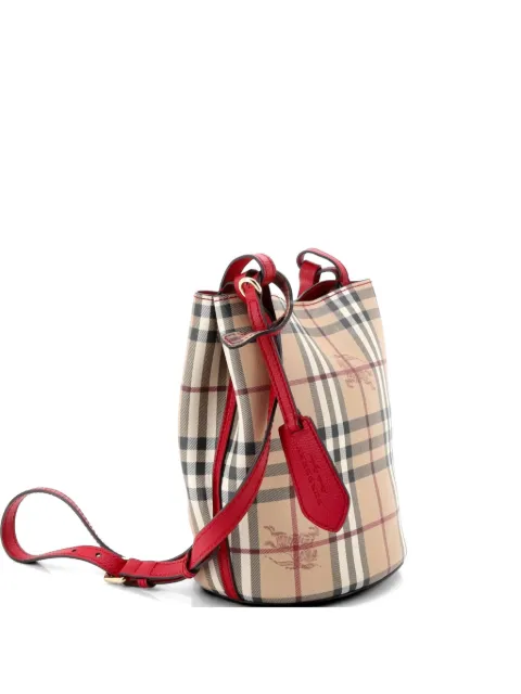 Burberry Pre-Owned Lorne Haymarket Coated Canvas Small bucket bag Brown 3Y1NO2Z6MAW7MLBR