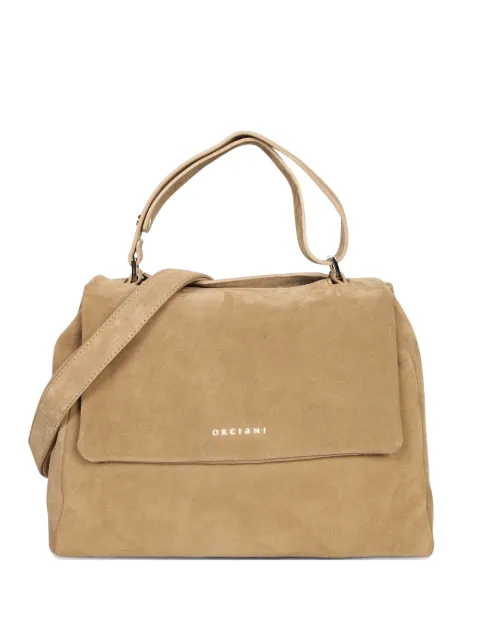 Orciani logo-lettering suede tote bag Neutrals BT2006SEN