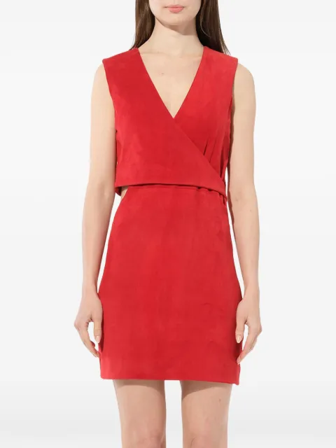 Balmain wrap-style leather dress Red 3463291PC1760