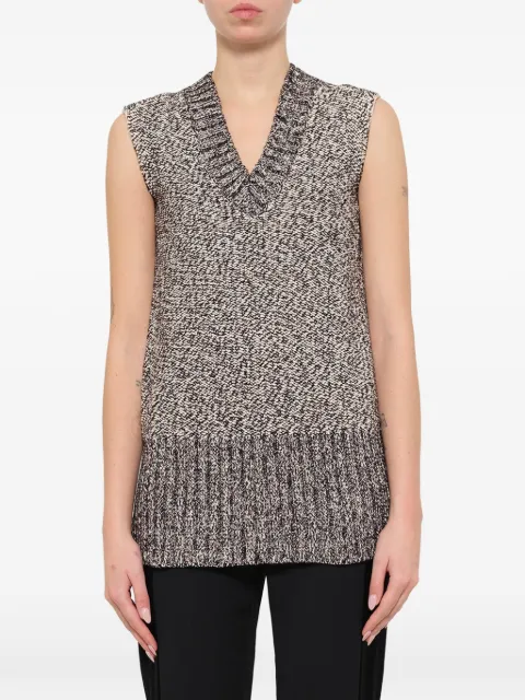Lanvin marl-knit V-neck top Neutrals RWTO3601MM02