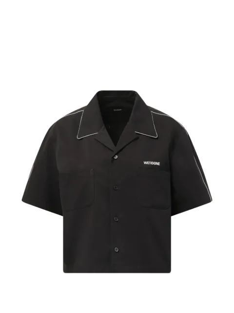 We11done logo-embroidered piping-detail shirt Black WDSH025142WBK