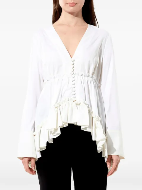 Balenciaga ruffled V-neck top White 426485TMB269091