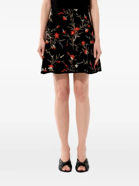 Balenciaga floral-embroidered A-line midi skirt Black 436570T7141