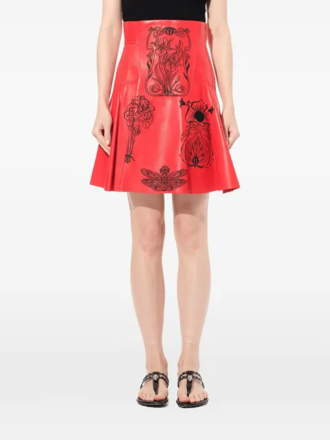 Alexander McQueen embroidered leather skirt Red 532292Q5HOE