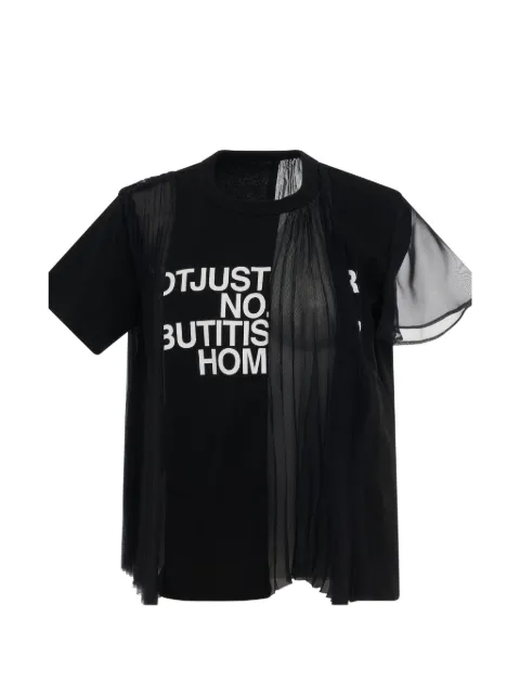 sacai text-print sheer-panel T-shirt Black 2306832001