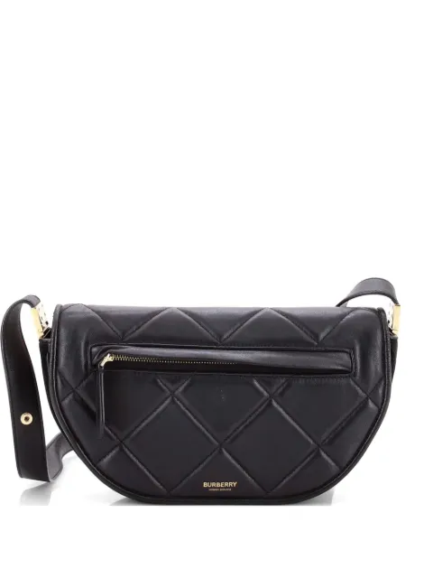 Burberry Pre-Owned Olympia Flap Bag Quilted Leather Small shoulder bag Black NGOJI1E1M34GQAKT