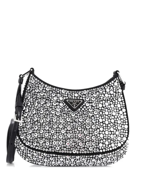 Prada Pre-Owned Cleo Shoulder Bag Crystal Embellished Satin Small crossbody bag Black N032G3XZ7OYXPU9S
