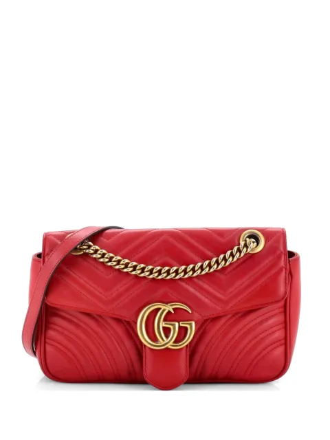 Gucci Pre-Owned GG Marmont Flap Bag Matelasse Leather Small crossbody bag Red 8V6HBBOYR2627O6D