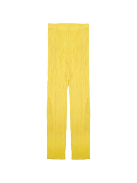 Pleats Please Issey Miyake Monthly Colors: April pleated elasticated trousers Yellow PP66JF144