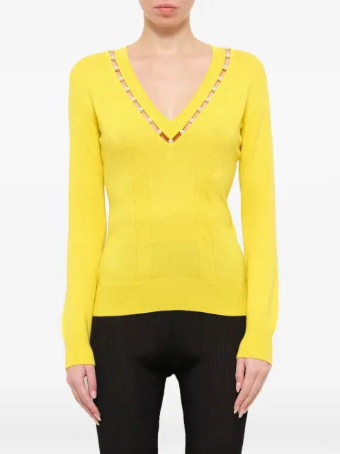 Givenchy pearl-embellished V-neck top Yellow 17X7846502