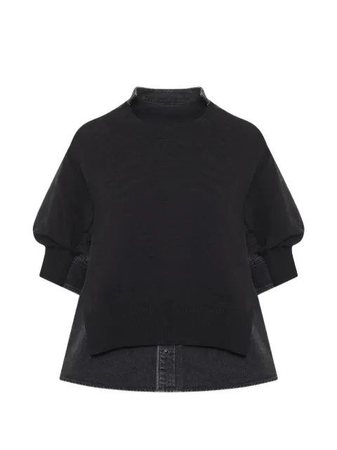 sacai denim-panelled sweater Grey SCW309